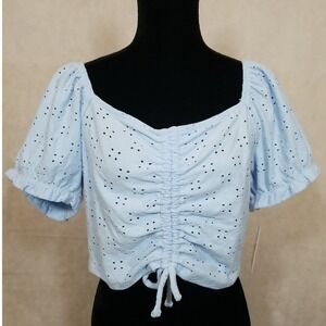 So Brand Shirt Junior Size X-Large XL Crop Top Dye-Cut Blue Womens NWT